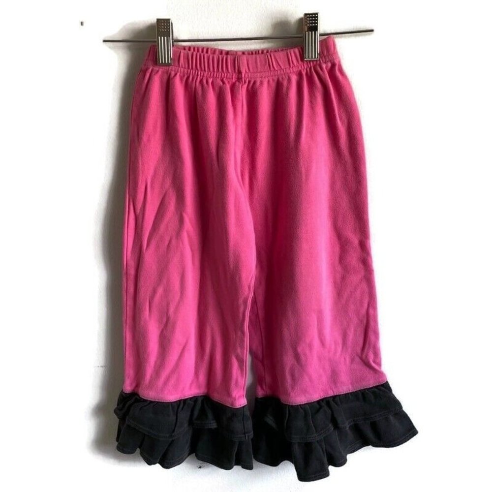 Smockadot Kids Girls Pink Black Ruffle Bottom Pants Leggings Pull On Size 4